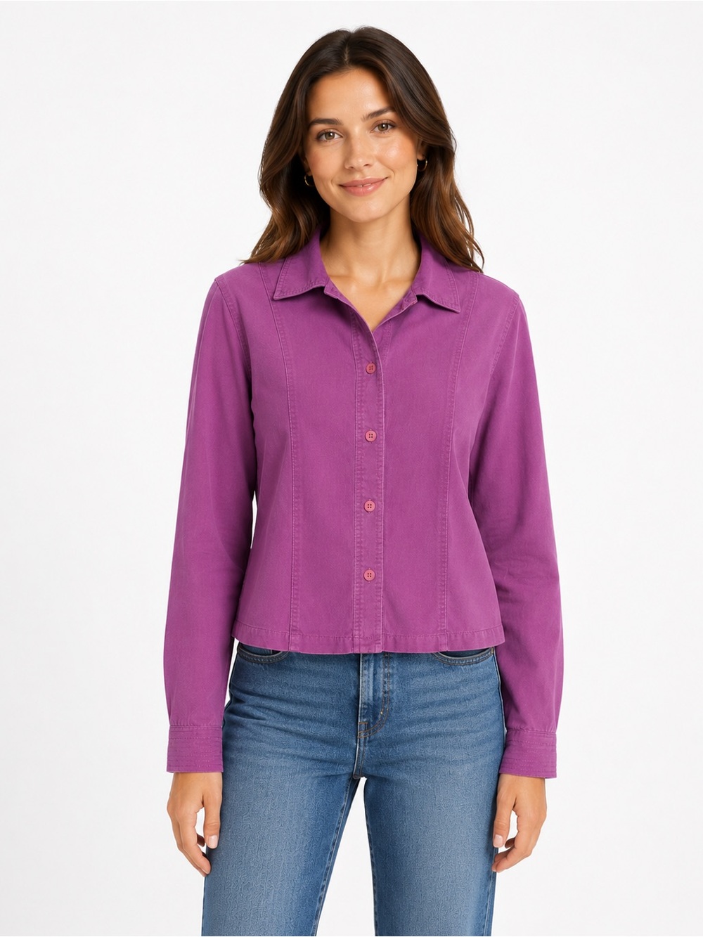 Pendleton Purple Long Sleeve Button Front Shirt Small Structured Fit Sz S